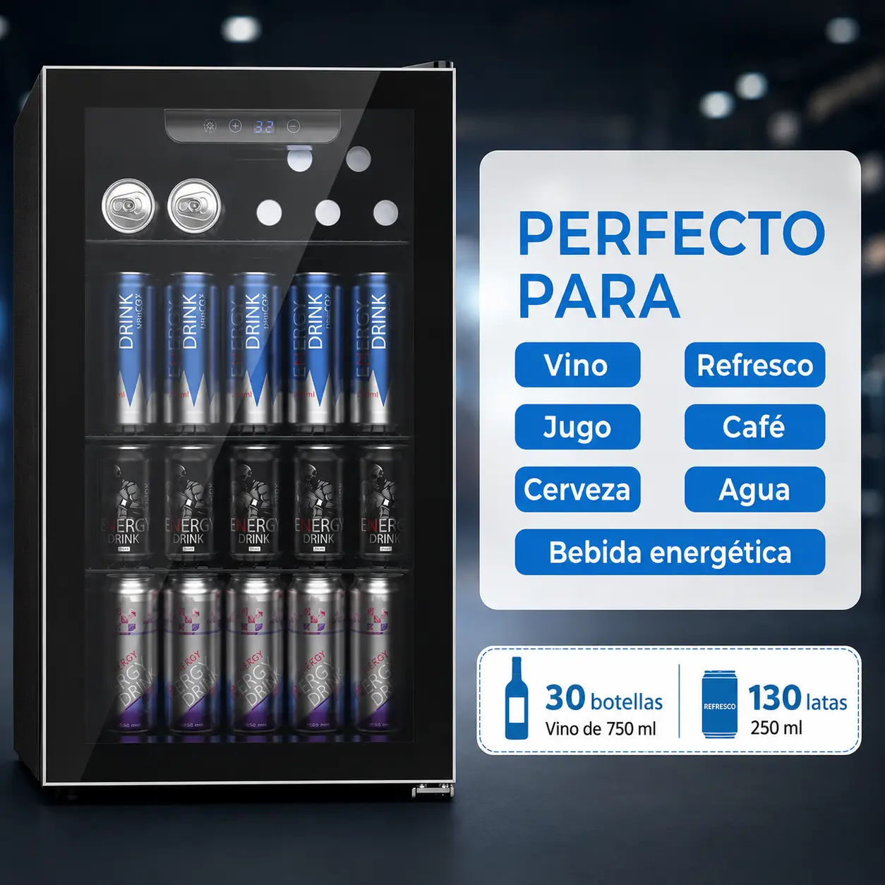 Mini nevera premium 91 L con iluminación ambiental LED — imagen 3
